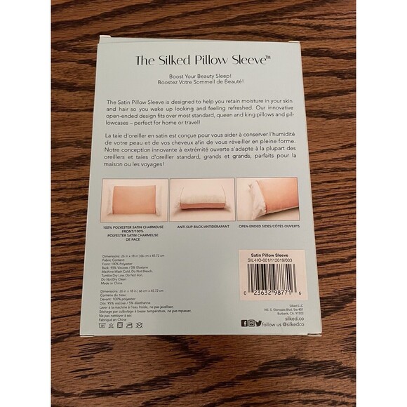 Silked Satin Pillow Sleeve Pillowcase Silver Size 26x18 - Picture 2 of 3